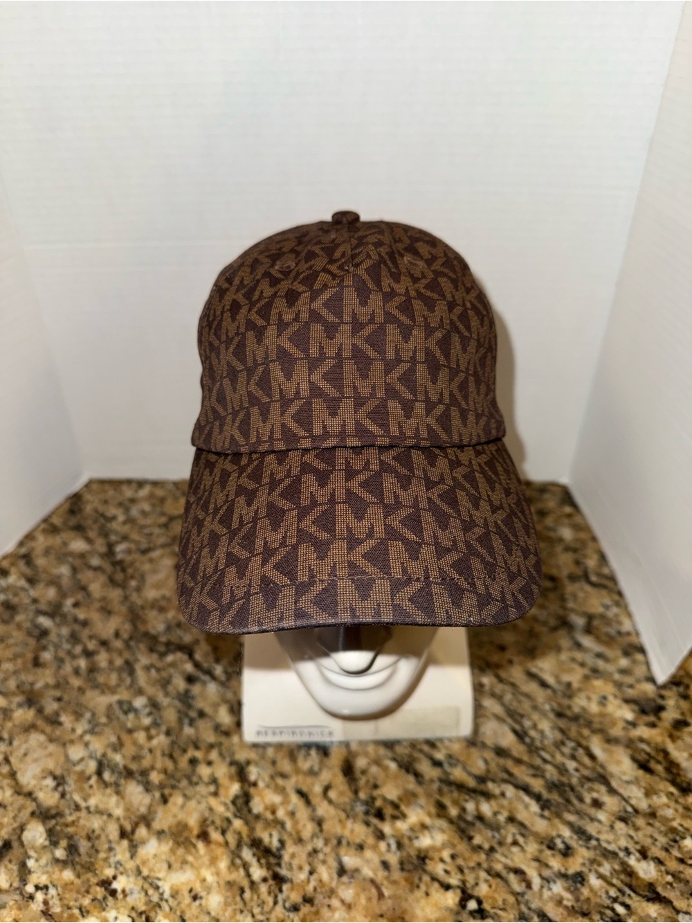 Michael Kors Monogram Womens MK Logo Brown Baseball Cap Hat Printed Logo
